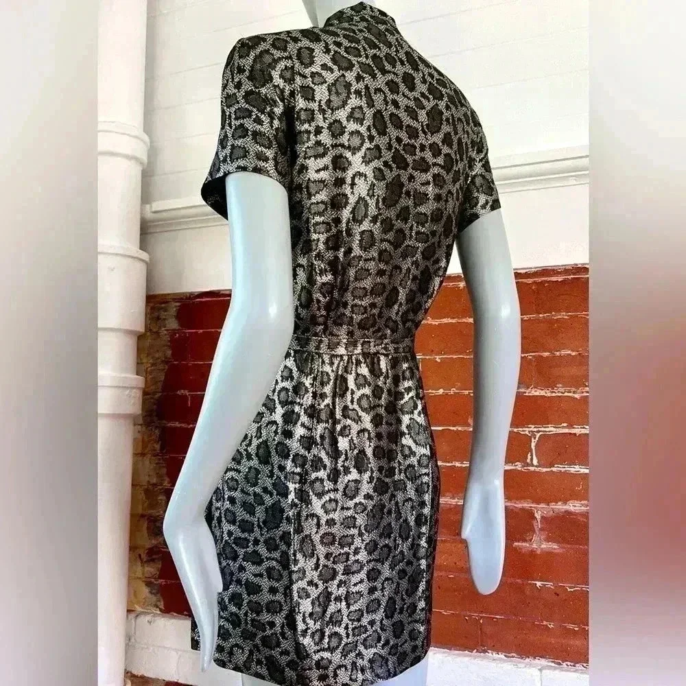 & Other Stories Silk Blend Metallic Anomal Print Mini Cocktail Dress Size 6 - Picture 5 of 16
